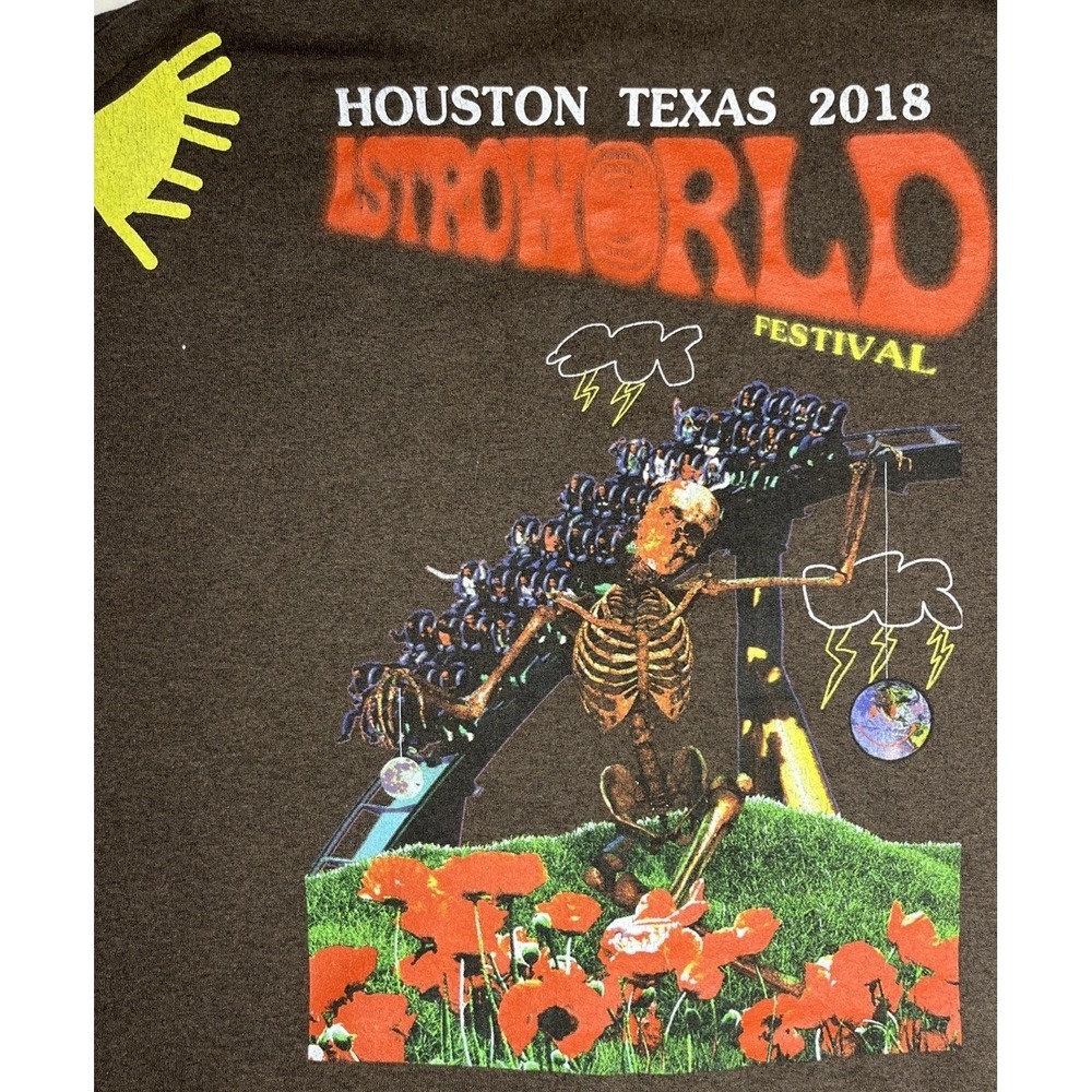 Travis Scott Astroworld Festival 2018 Hoodie Brown Large L Tour Merch Graphic - Picture 5 of 8